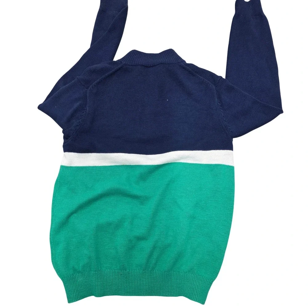 Vineyard Vines Men's Quarter Zip Sweater Navy Green White Stripe Size‎ M Cotton